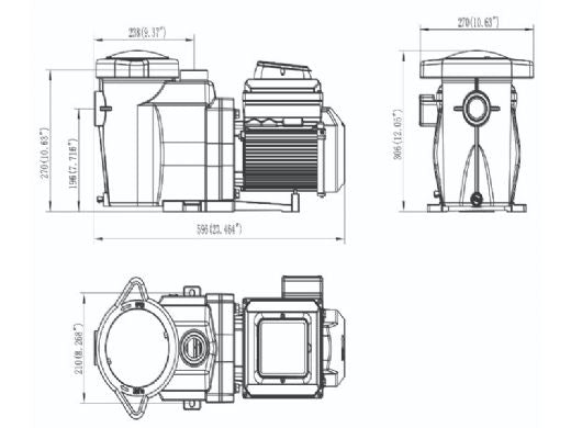 CaliMar CMAR15VS1.5 variable speed pump showing the clear strainer lid and control panel