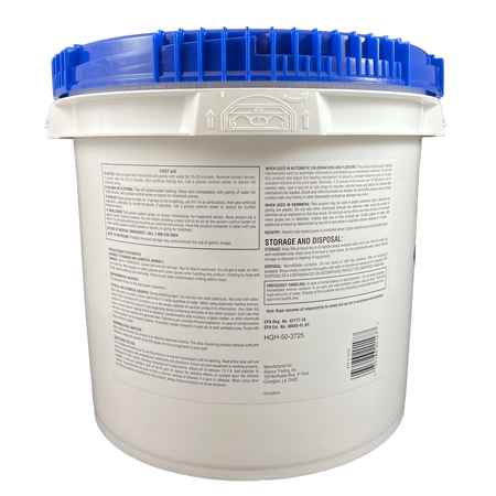 Back label of the 25 lb bucket showing active ingredients and directions