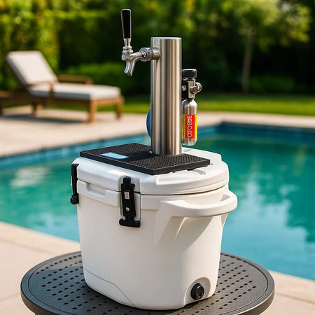 ColdBreak ColdOne portable kegerator pouring a draft beverage