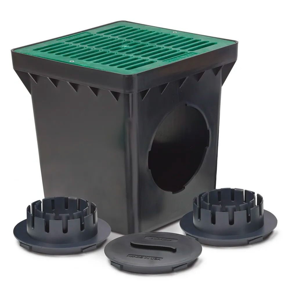 Rain Bird DB12KITG - 12" Green Flat Grate Drainage Basin Kit With 2 Outlets And Adapters