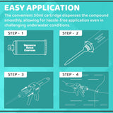 Aquabond DMK-5000 kit contents, dispensing gun and cartridge