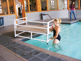 Aqua Creek F-250TTP swim platform, side view showing the adjustable legs