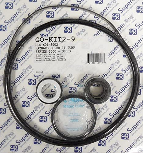 SuperPro GO-KIT2-9 rebuild kit for Hayward Super II pump: seals and gaskets