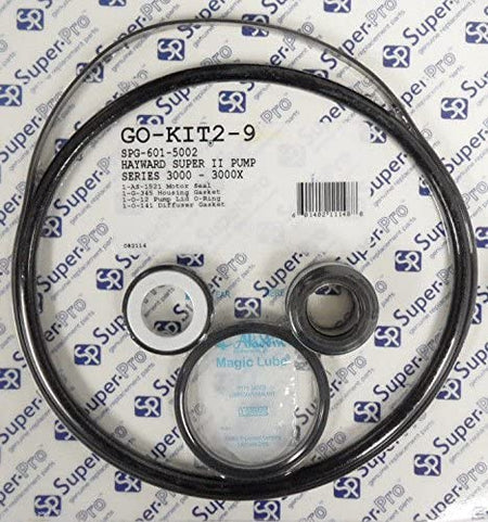 SuperPro GO-KIT2-9 rebuild kit for Hayward Super II pump: seals and gaskets