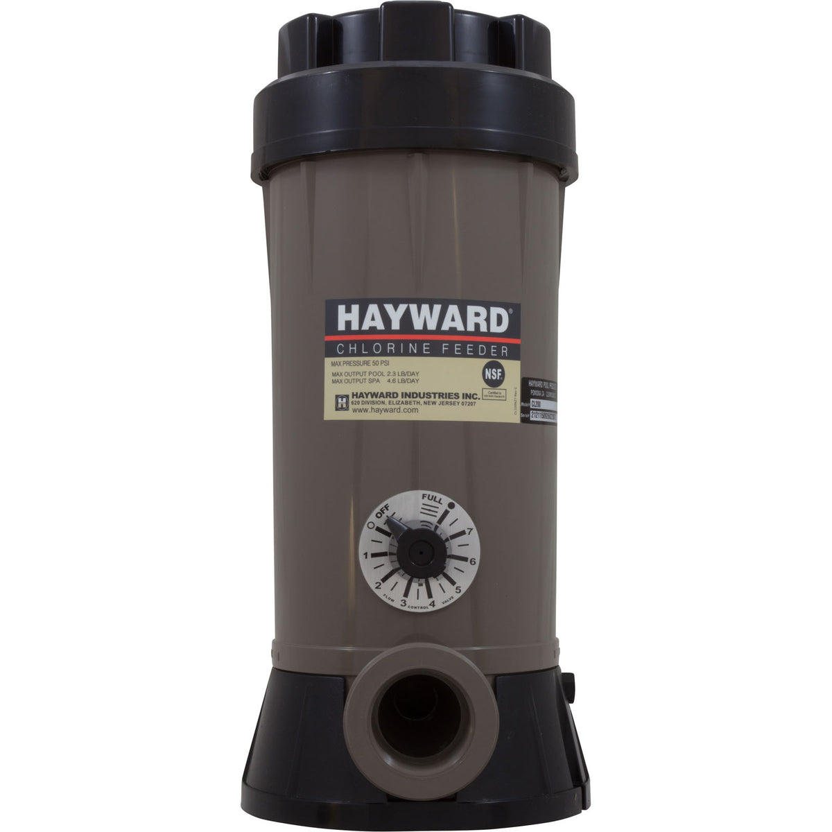 Hayward CL200EF in-line chlorinator, front view