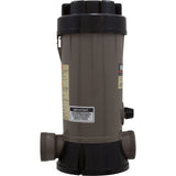 Hayward CL200EF in-line chlorinator, side view showing the inlet and outlet