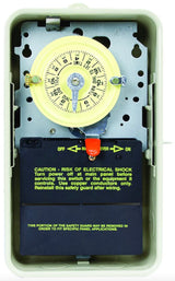 Intermatic T104R3 24 hour mechanical time switch, Type 3R metal enclosure, front view