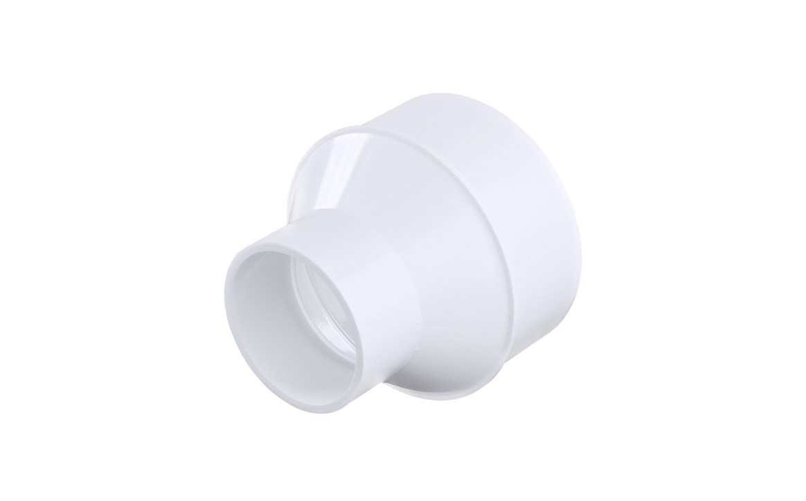 NDS 2" x 4" White DWV/SCH40 Hub x S&D Spigot PVC Increaser/Reducer Adapter Bushing