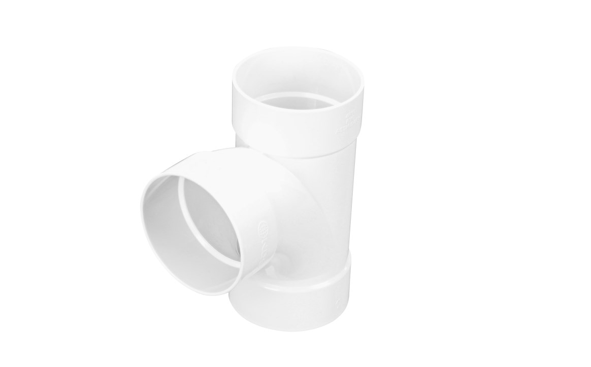 NDS 4" White Hub x Hub x Hub PVC S&D Sanitary Tee
