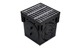 NDS 900MTLKIT, 9" Black Square Catch Basin Drain Kit with Galvanized Steel Grate