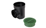 NDS 101GRKIT, Spee-D 6" Black Round Catch Basin Drain Kit with Green Plastic Round Grate