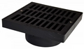 NDS 6" Black Plastic Square Grate With Low-Profile Adapter Drain For 3" & 4" Pipes (640)