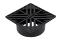 NDS 4" Black Plastic Square Grate, Connects To 3" Drain Pipes And Fittings