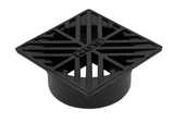 NDS 4" Black Plastic Square Grate, Connects To 3" Drain Pipes And Fittings