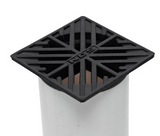 NDS 4" Black Plastic Square Grate, Connects To 3" Drain Pipes And Fittings