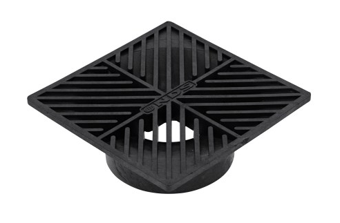 NDS 6" Black Plastic Square Grate, Connects To 3" And 4" Drain Pipes And Fittings