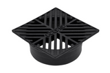 NDS 5" Black Plastic Square Grate, Connects To 4" Drain Pipes And Fittings