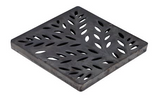 NDS 1218CI, 12" Cast Iron Decorative Botanical Design Square Catch Basin Drain Grate