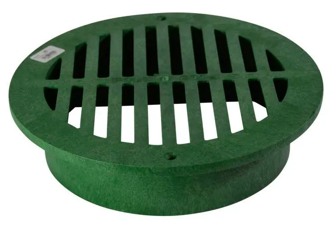 NDS 1250, 12" Green Plastic Round Grate, Connects To 12" Drain Pipes