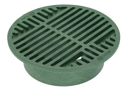 NDS 8" Green Plastic Round Grate, Connects To 6" Drain Pipes And Fittings