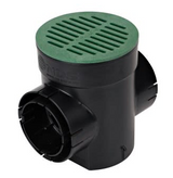 NDS 201, Spee-D 6" Black Round Catch Basin Drain, 2 Outlets
