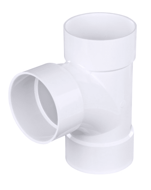 NDS 3P09, 3" White Hub x Hub x Hub PVC S&D Sanitary Tee