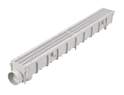 NDS 764, 3" x 2-1/16" x 39-3/8" Light Gray Pro Series Channel Drain Kit