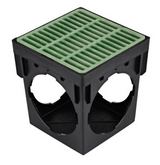NDS 9" Black Square Catch Basin Drain With 4 Openings