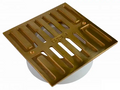 NDS 914PB, 5" Polished Brass Square Grate With Collar, Connects To 3" Pipes And 4" Fittings