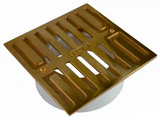 NDS 914PB, 5" Polished Brass Square Grate With Collar, Connects To 3" Pipes And 4" Fittings