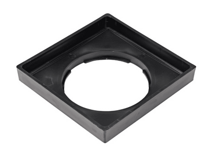 NDS 9" Black Square Low-Profile Adapter Drain, Connects to 3" to 8" Drain Pipes