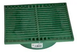 NDS 950, 9" Green Plastic Square Grate, Connects To 6" Spee-D Basin, Pipes, And Fittings