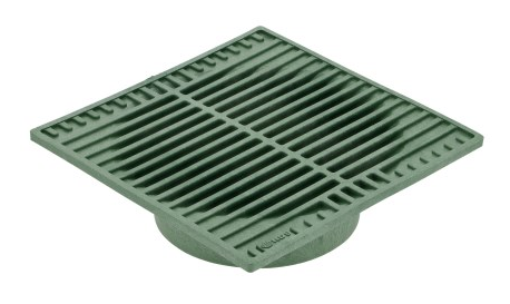 NDS 950, 9" Green Plastic Square Grate, Connects To 6" Spee-D Basin, Pipes, And Fittings