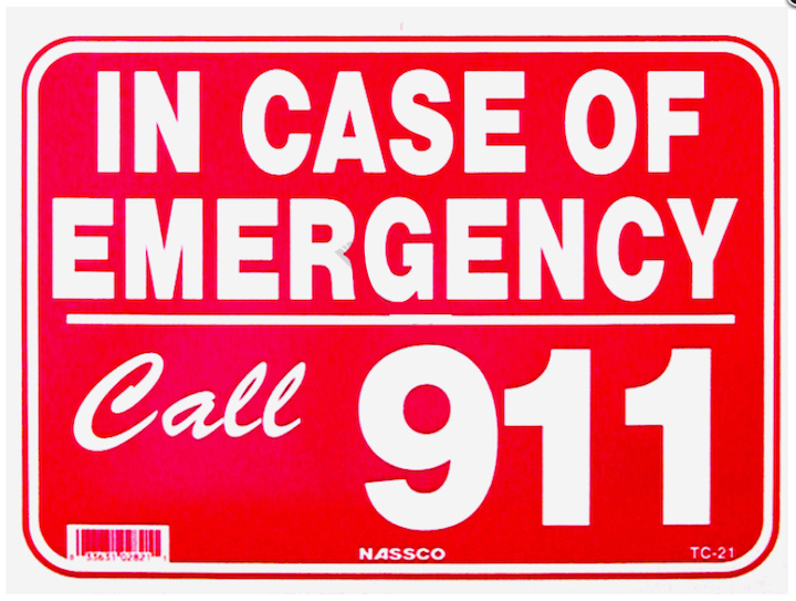 National Stock Sign Emergency Call 911 Sign 9inches x 12inches | TC-21