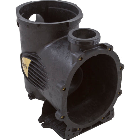 Jandy R0445601 pump body, front view showing the strainer trap opening