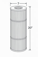 Pentair R173573 filter cartridge dimensions, 20 in. length and 7 in. diameter