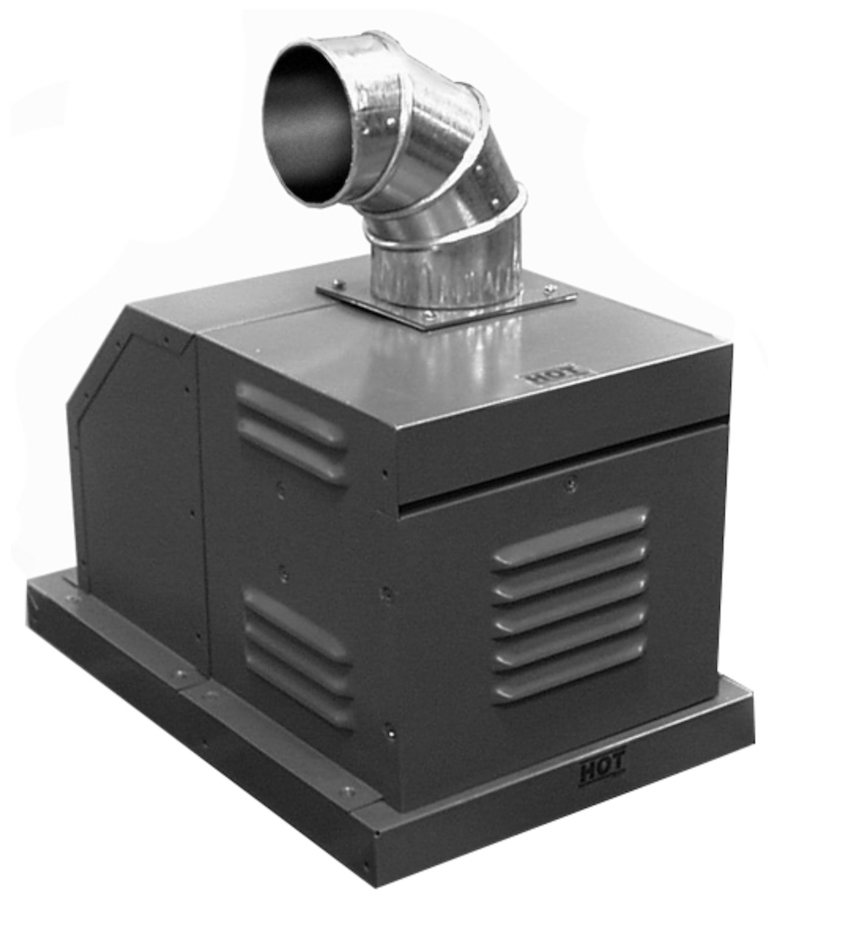 Raypak 009832 D-2 power vent kit in cool dark gray galvanized steel cabinet for 206 to 267 pool heaters