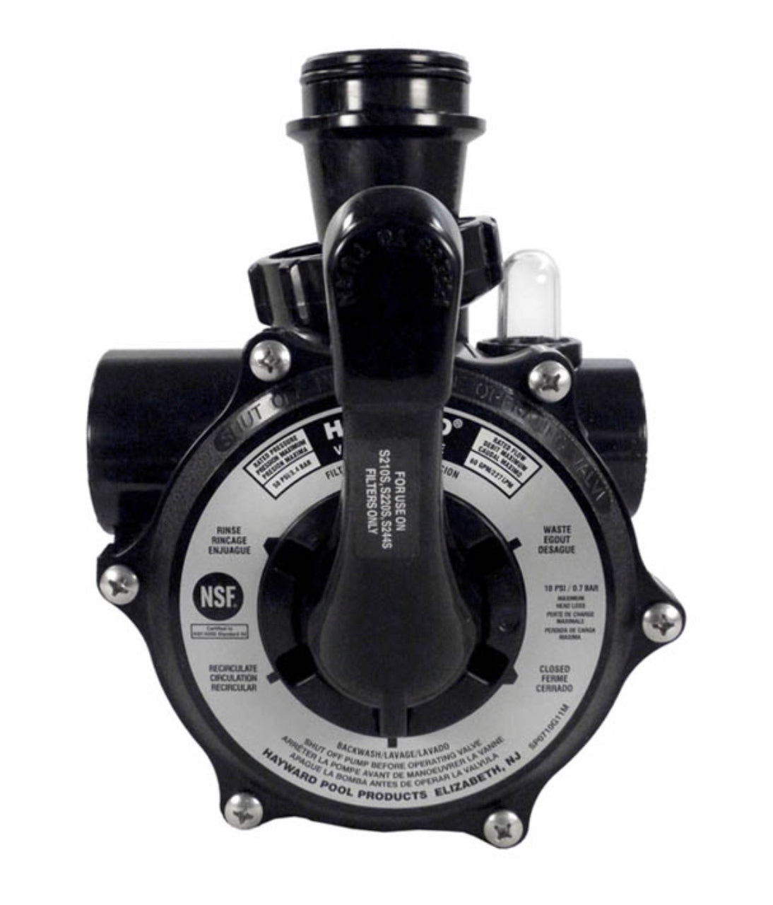 Hayward SP0710X62 Vari-Flo side mount multiport valve, top view