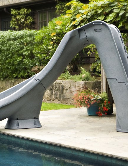 S.R. Smith Typhoon complete pool slide, left turn, in gray granite