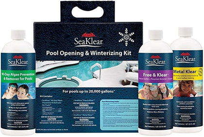 SeaKlear 90243SKR pool opening and winterizing kit, three quart bottles