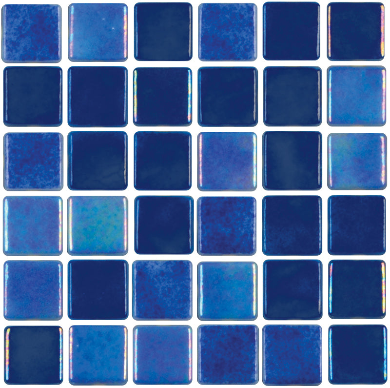NPT Tribeca dark blue glossy 1 inch by 1 inch glass mosaic pool tile sheet