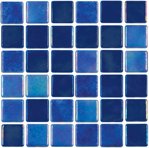 NPT Tribeca dark blue glossy 1 inch by 1 inch glass mosaic pool tile sheet