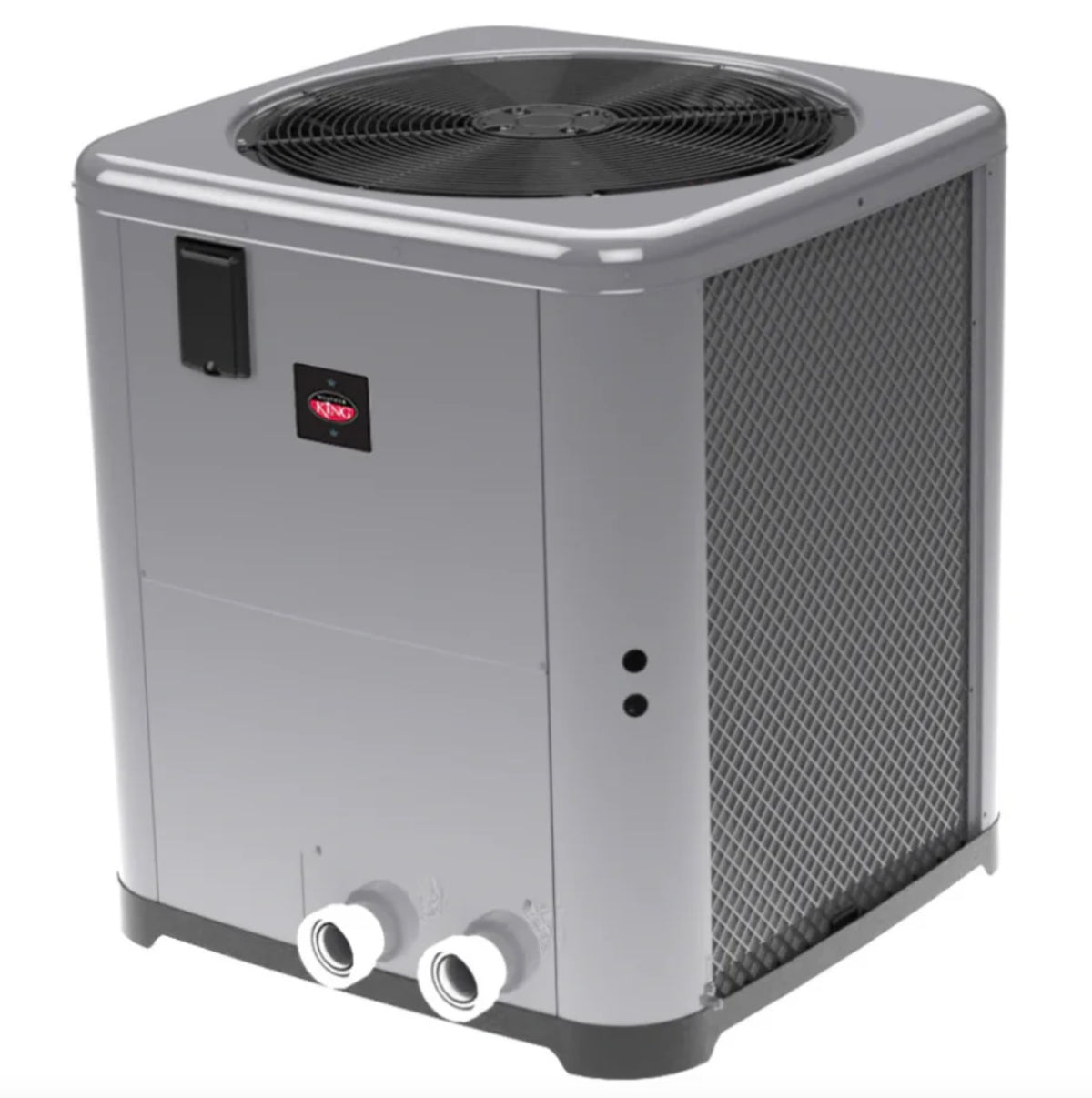 Raypak WeatherKing TWPH-6560EHT01 heat pump, corner view of the powder coated cabinet