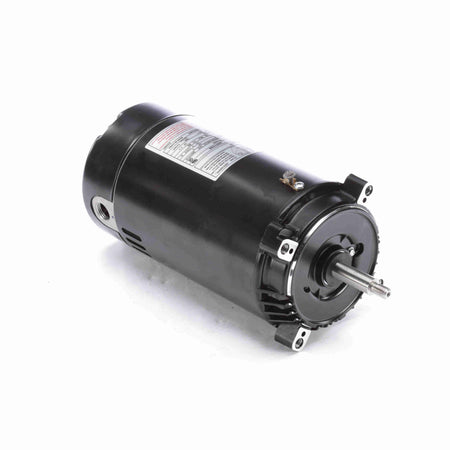 Century UST1102 1 HP 56J pump motor, front view showing round flange and threaded shaft