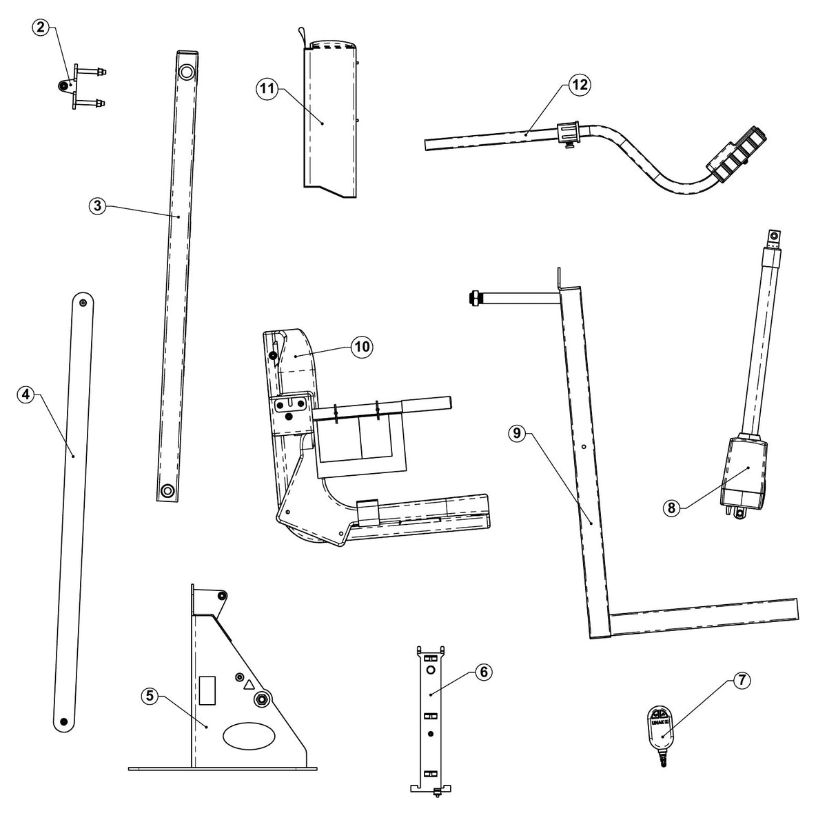 Aqua Creek Ranger 2 Pool Lift exploded parts diagram with numbered keys