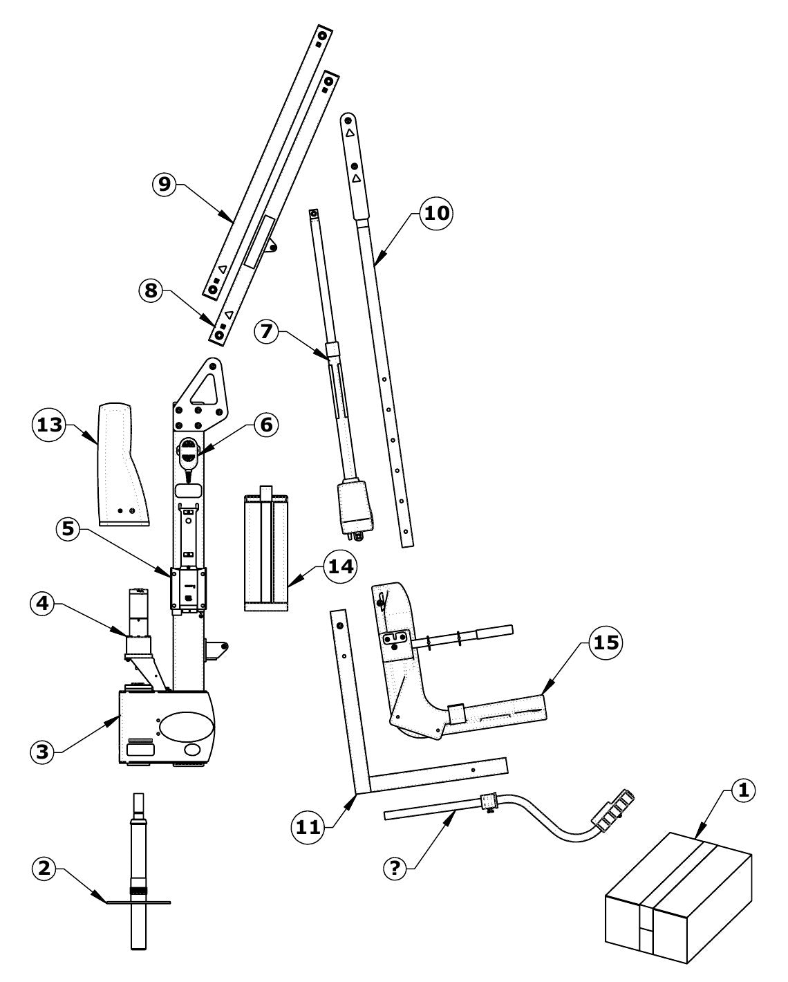 Aqua Creek Scout Excel Pool Lift exploded parts diagram with numbered keys
