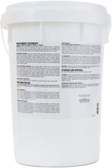 Swim Best 3 inch chlorine tablets, back of the 50 lb bucket with label detail