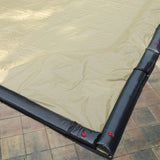 PoolTux BT1836R 18'x36' rectangle solid winter cover, black on tan material detail