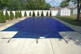 PoolTux King99 20 x 44 ft Mesh Safety Cover with Center Step, Blue, 20 Year Warranty, CSPTBMP20441
