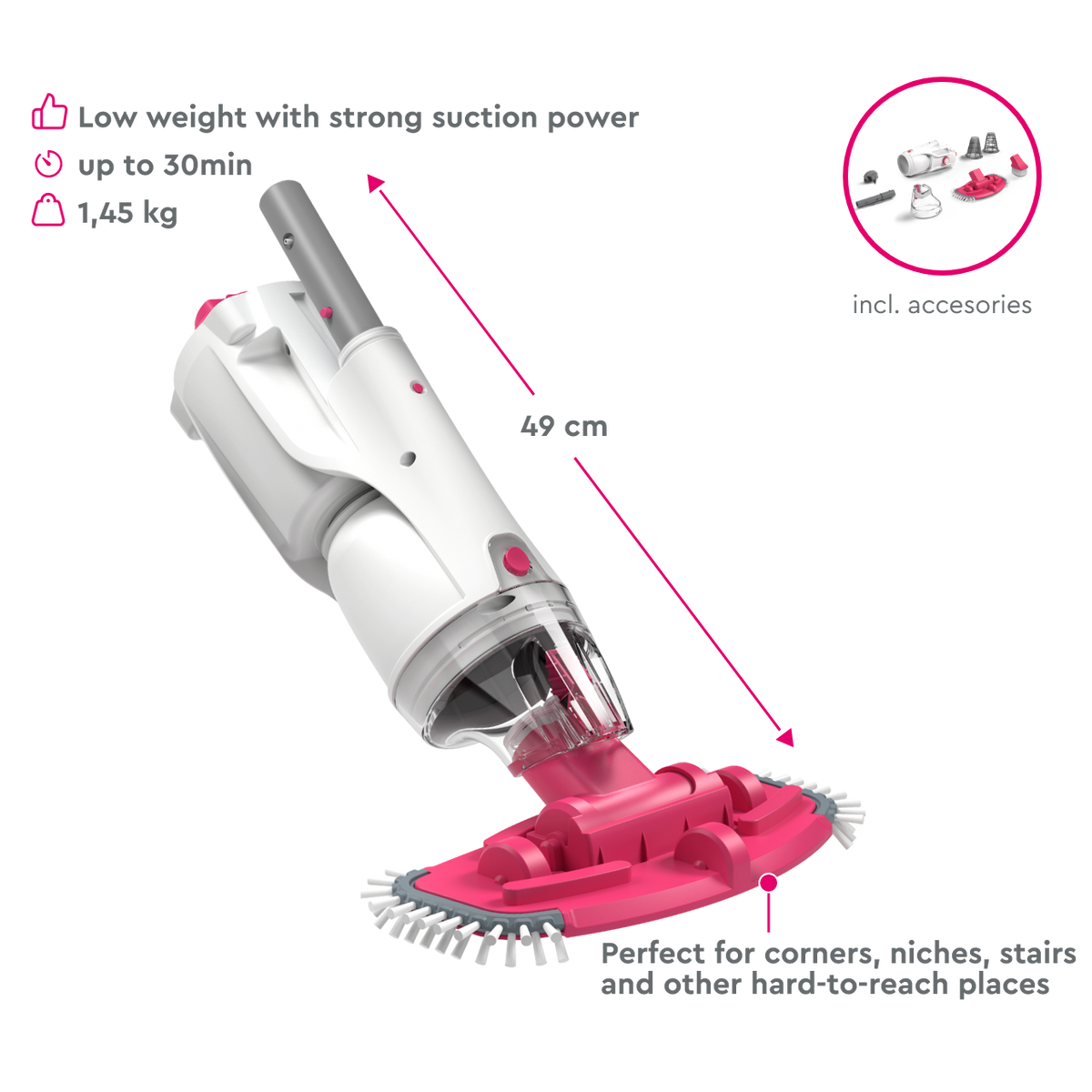 BWT BC30 specifications: battery life, charge time, pool size and chamber capacity